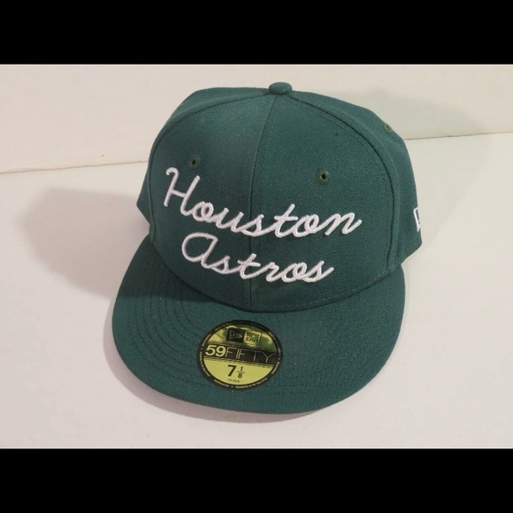 NEW New Era 59FIFTY Houston Astros Script Fitted Hat sz 7 1/8 Green MLB Baseball - Picture 1 of 6